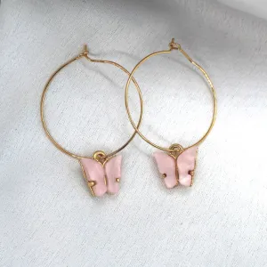Pink Butterfly Hoop Drop