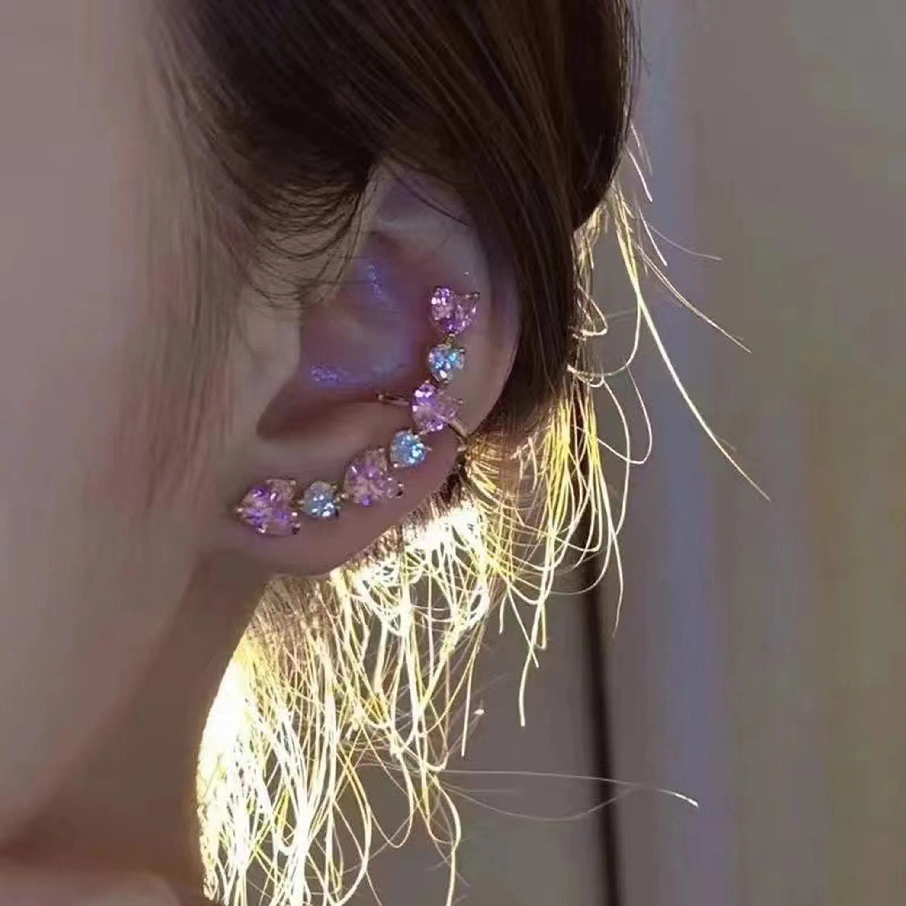 Pink heart ear cuff