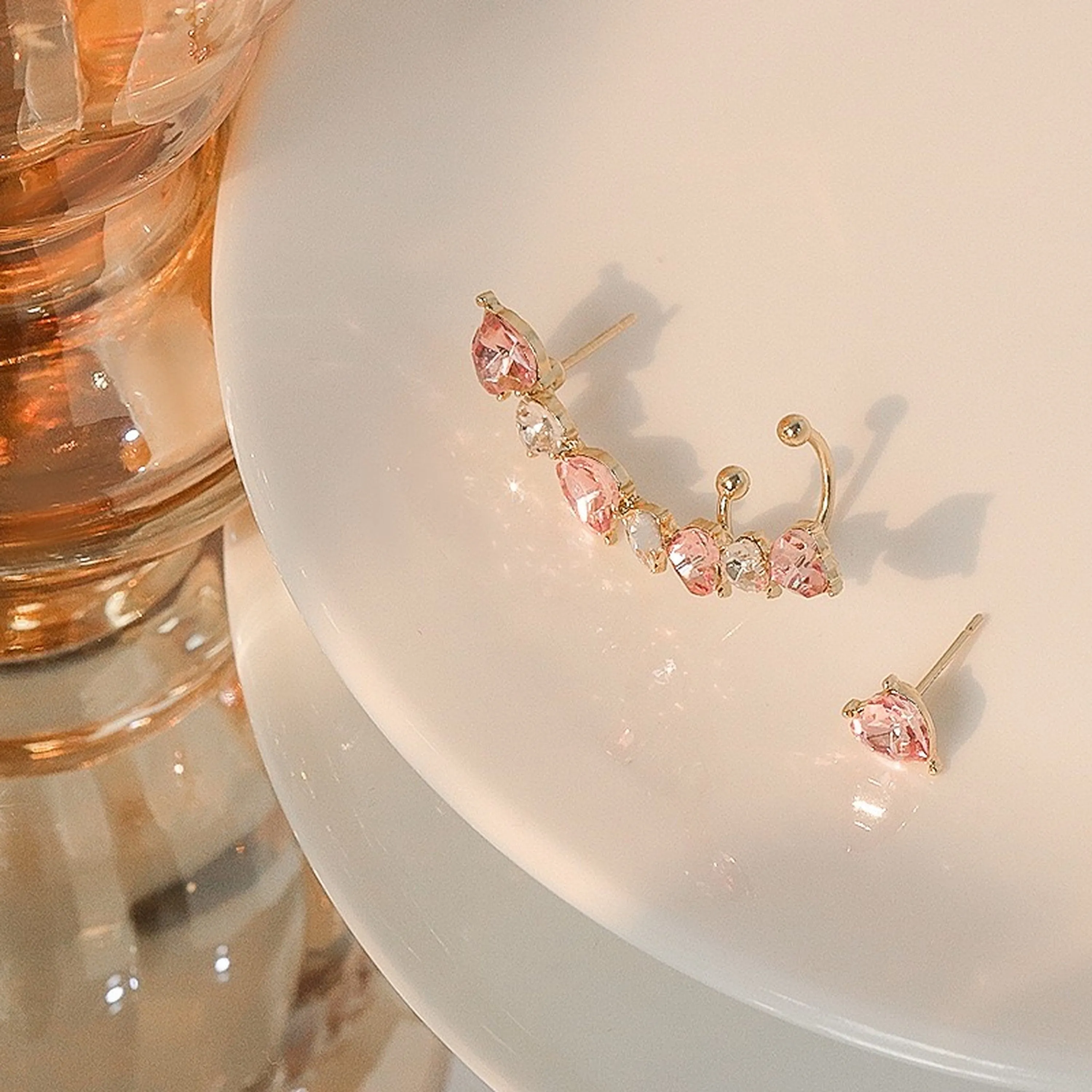 Pink heart ear cuff