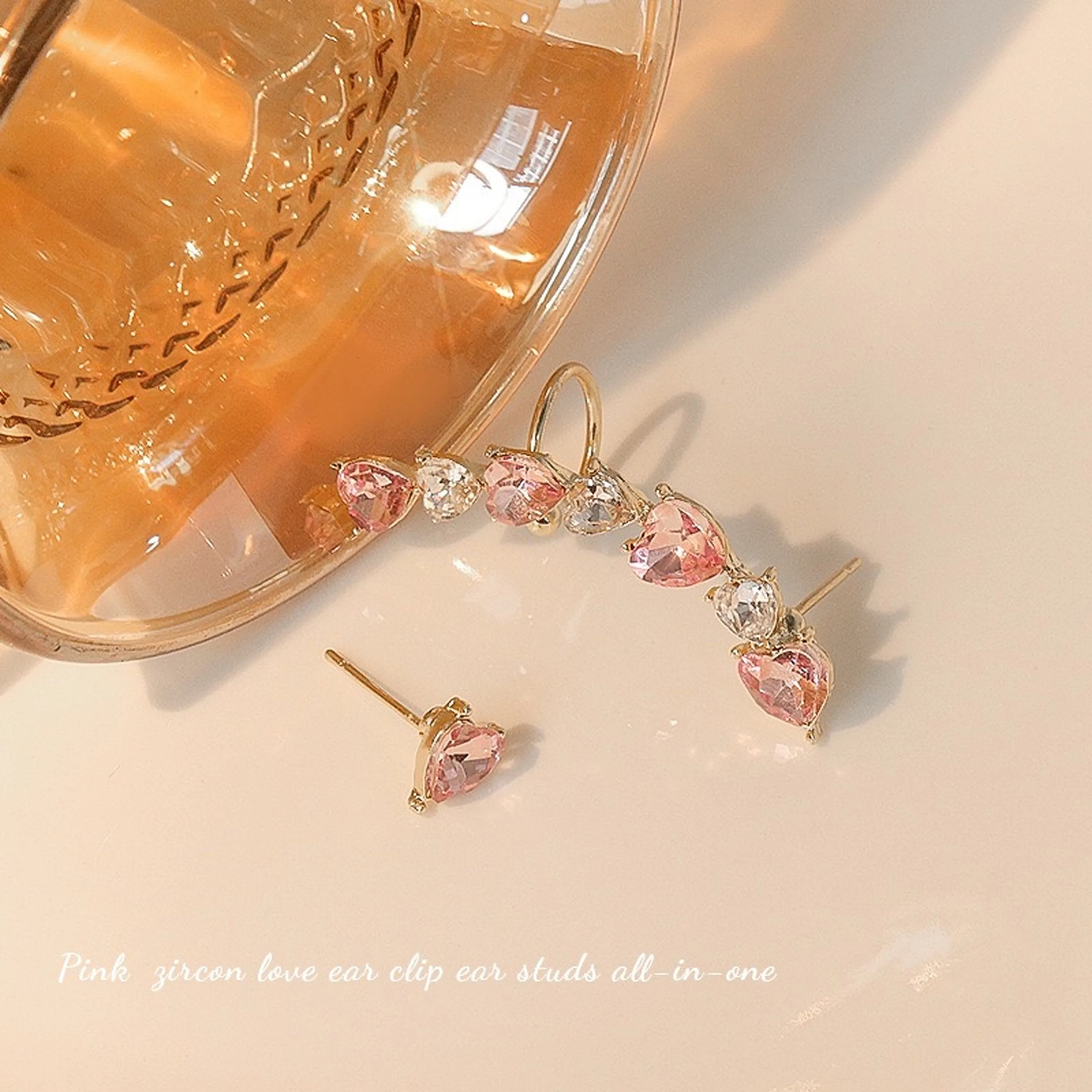 Pink heart ear cuff