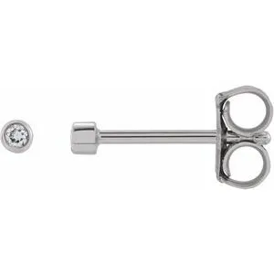 Platinum .02 CT Natural Diamond Micro Bezel Single Stud Earring