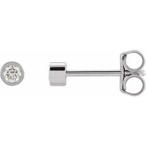 Platinum .05 CT Natural Diamond Micro Bezel Single Stud Earring