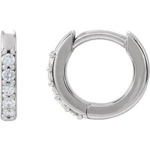 Platinum .08 CTW Natural Diamond 10 mm Huggie Earrings
