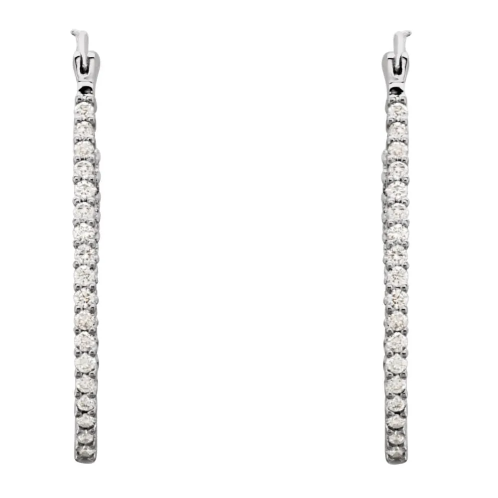 Platinum 1 CTW Diamond Inside/Outside Hoops