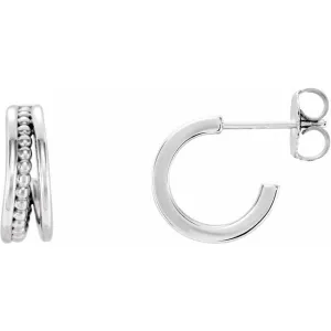 Platinum 11.8 mm Beaded Huggie Earrings