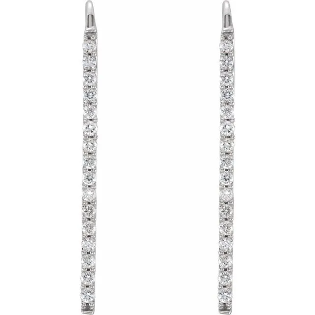 Platinum 1/3 CTW Diamond Bar Earrings
