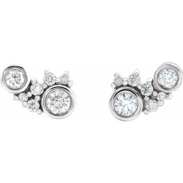 Platinum 1/4 CTW Natural Diamond Scattered Bezel-Set Earrings