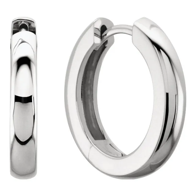 Platinum 14mm Hinged Hoop Earrings