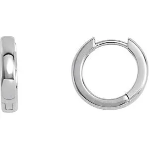 Platinum 14mm Hinged Hoop Earrings