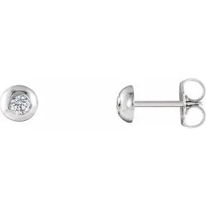 Platinum 1/8 CTW Diamond Domed Stud Earrings