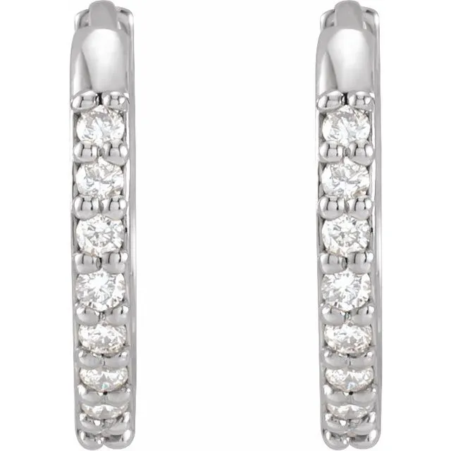 Platinum 1/8 CTW Natural Diamond 12.5 mm Huggie Earrings