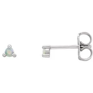 Platinum 3.5 mm Round Natural White Opal Earrings
