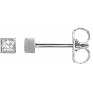 Platinum 3/8 CTW Natural Diamond Bezel-Set Earrings