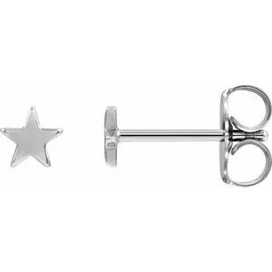 Platinum 4 mm Star Friction Post & Back Earrings