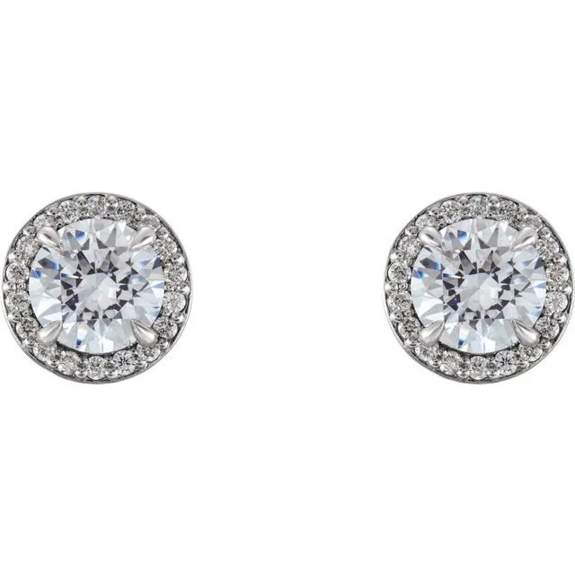 Platinum 5/8 CTW Natural Diamond Halo-Style Earrings