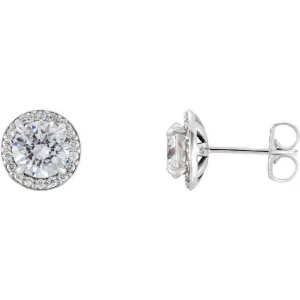 Platinum 5/8 CTW Natural Diamond Halo-Style Earrings