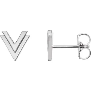 Platinum 8 mm Double V Earrings