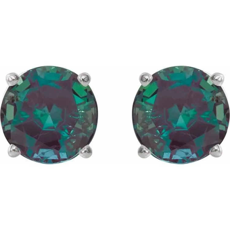 Platinum 8 mm Lab-Grown Alexandrite Stud Earrings
