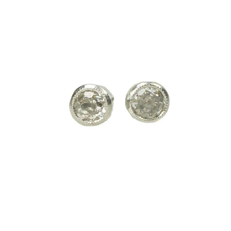 Platinum Bezel set OMC Diamond Stud Earrings