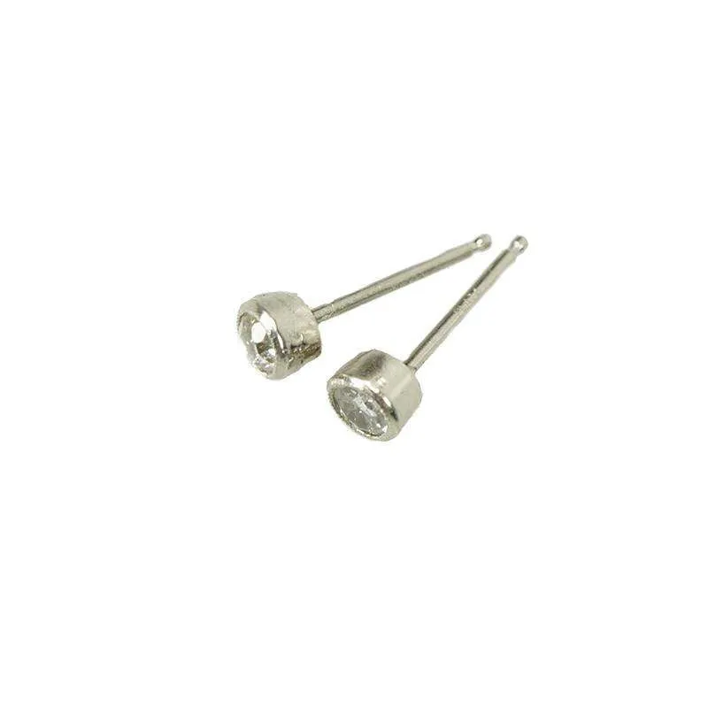 Platinum Bezel set OMC Diamond Stud Earrings