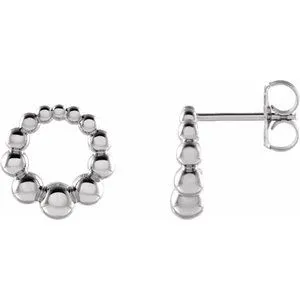 Platinum Graduated Beaded Circle Earrings