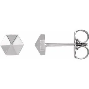 Platinum Hexagon Earrings
