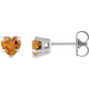 Platinum Natural Citrine Stud Earring