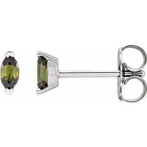 Platinum Natural Green Tourmaline Earrings