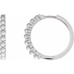 Platinum Natural Rainbow Moonstone 20 mm Huggie Hoop Earrings