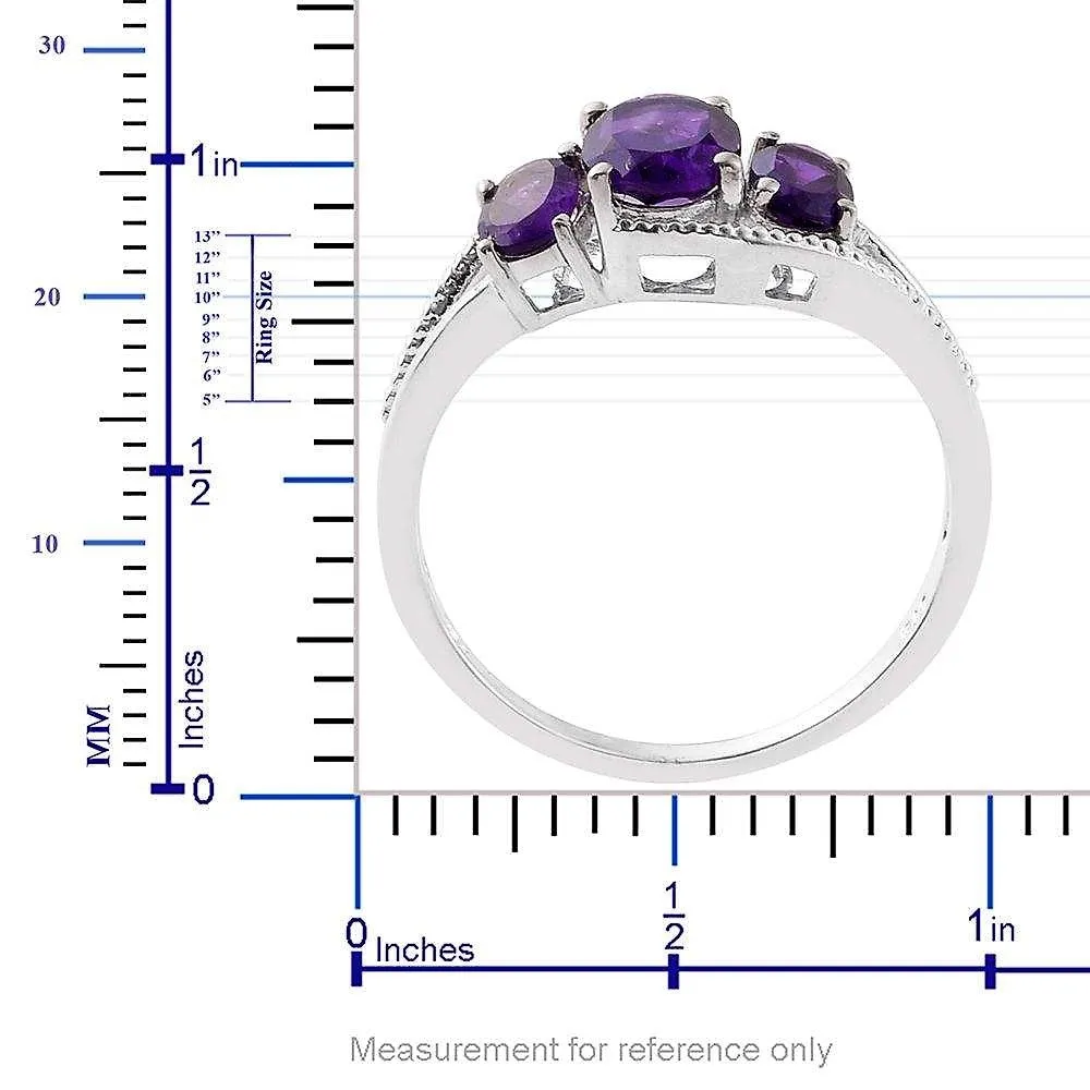 Platinum over Sterling Silver African Amethyst Set - Earrings, Pendant , Chain & Ring (size 9)