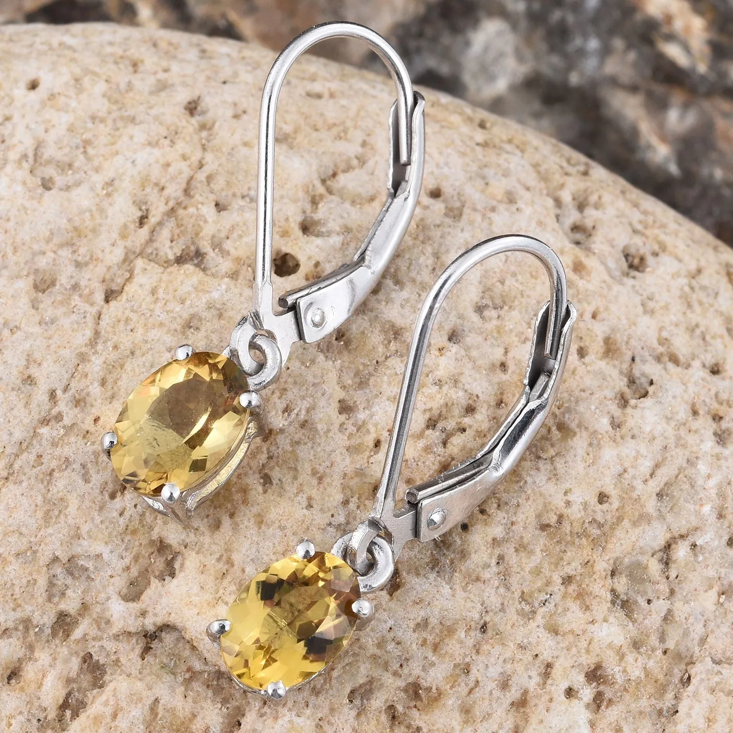 Platinum over Sterling Silver Marialite Dangle Lever Back Earrings