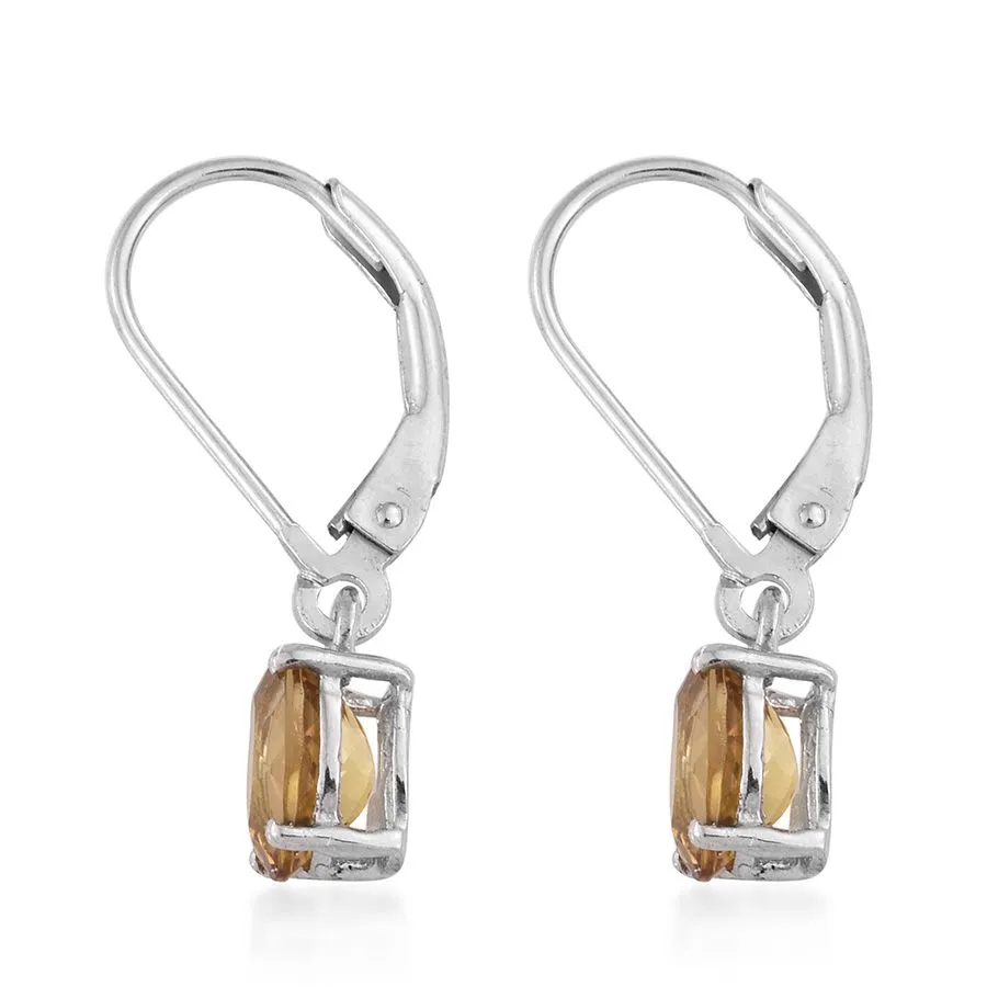 Platinum over Sterling Silver Marialite Dangle Lever Back Earrings