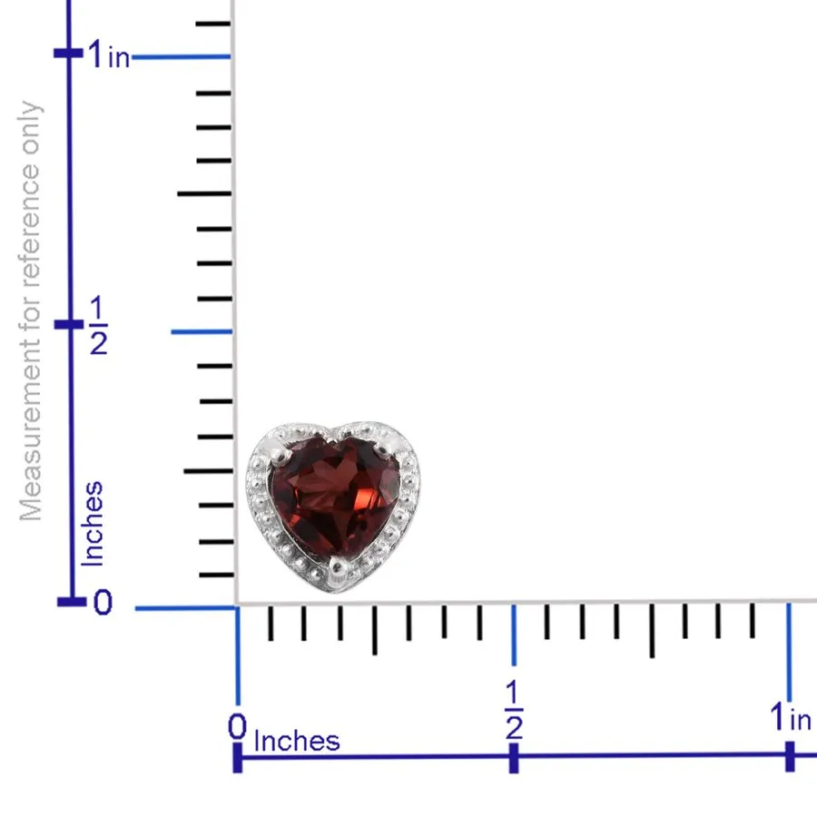 Platinum over Sterling Silver Mozambique Garnet Heart Halo Stud Earrings
