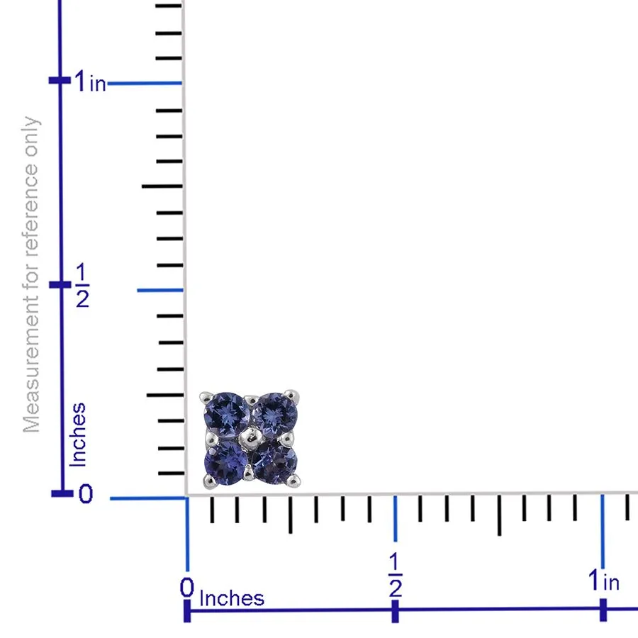 Platinum over Sterling Silver Premium AAA Tanzanite Stud Earrings