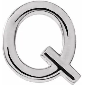 Platinum Single Initial Q Earring