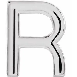 Platinum Single Initial R Earring