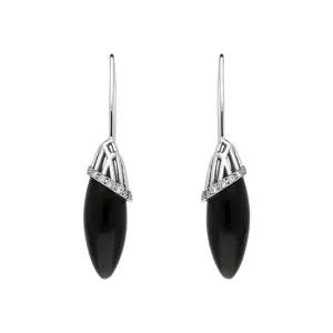 Platinum Whitby Jet Diamond Cosmic Hook Drop Earrings