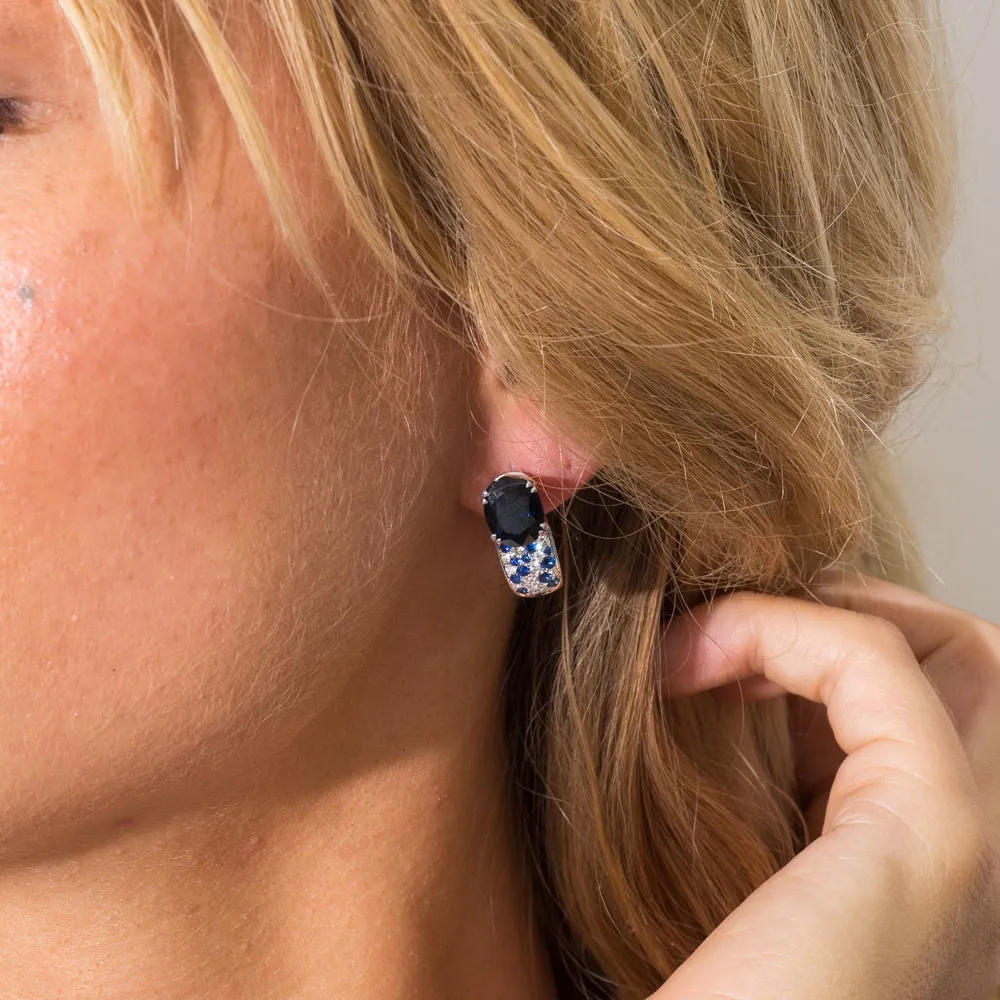 Pre-Owned Blue Sapphire and Diamond Earrings