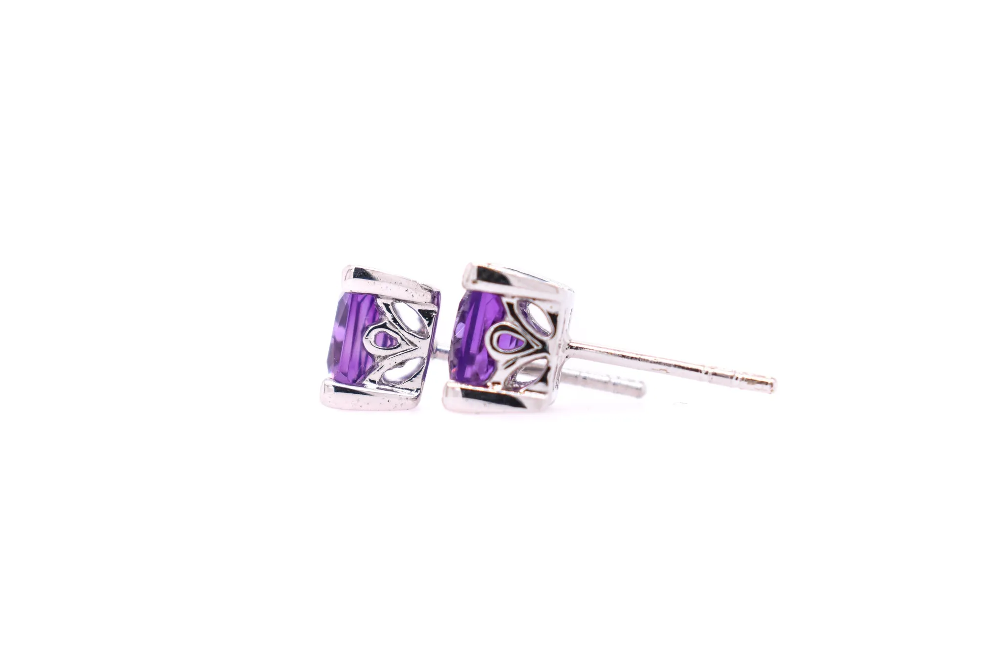 Princess Cut Amethyst Earrings