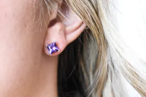 Princess Cut Amethyst Earrings