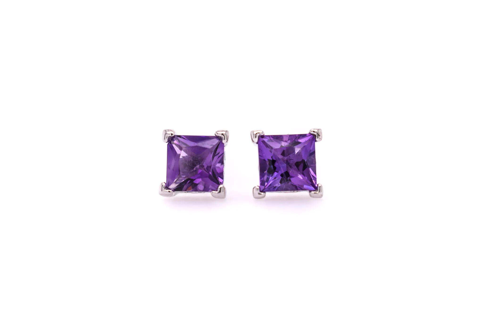 Princess Cut Amethyst Earrings