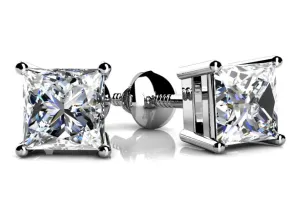 Princess Cut Lab-Grown Diamond Stud Earrings with 4.00 ct.(finished) 7mm