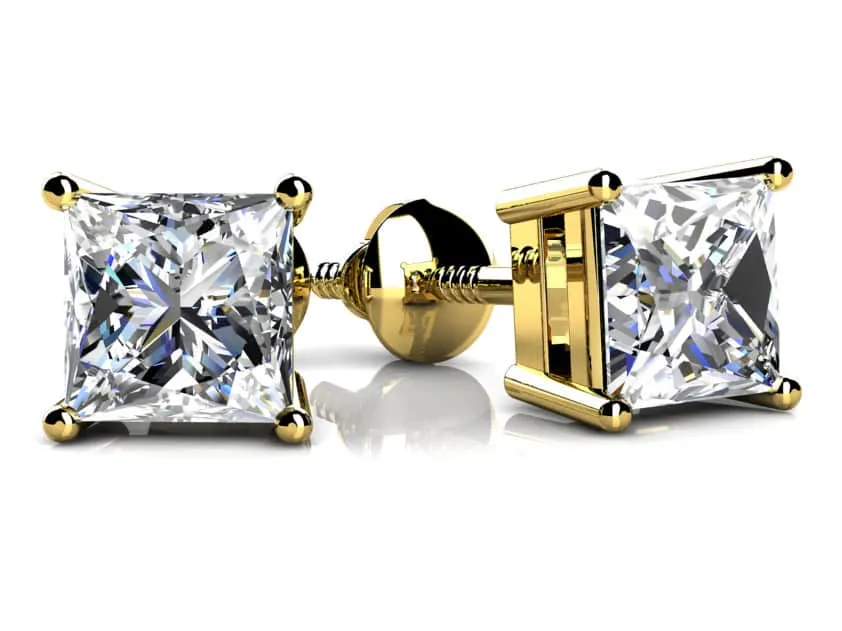 Princess Cut Lab-Grown Diamond Stud Earrings with 4.00 ct.(finished) 7mm