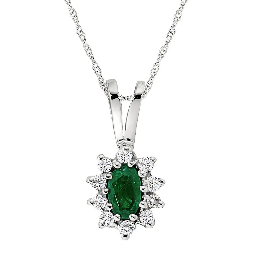 Princess Diana Style Emerald and Diamond Pendant
