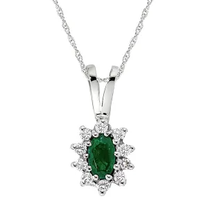 Princess Diana Style Emerald and Diamond Pendant