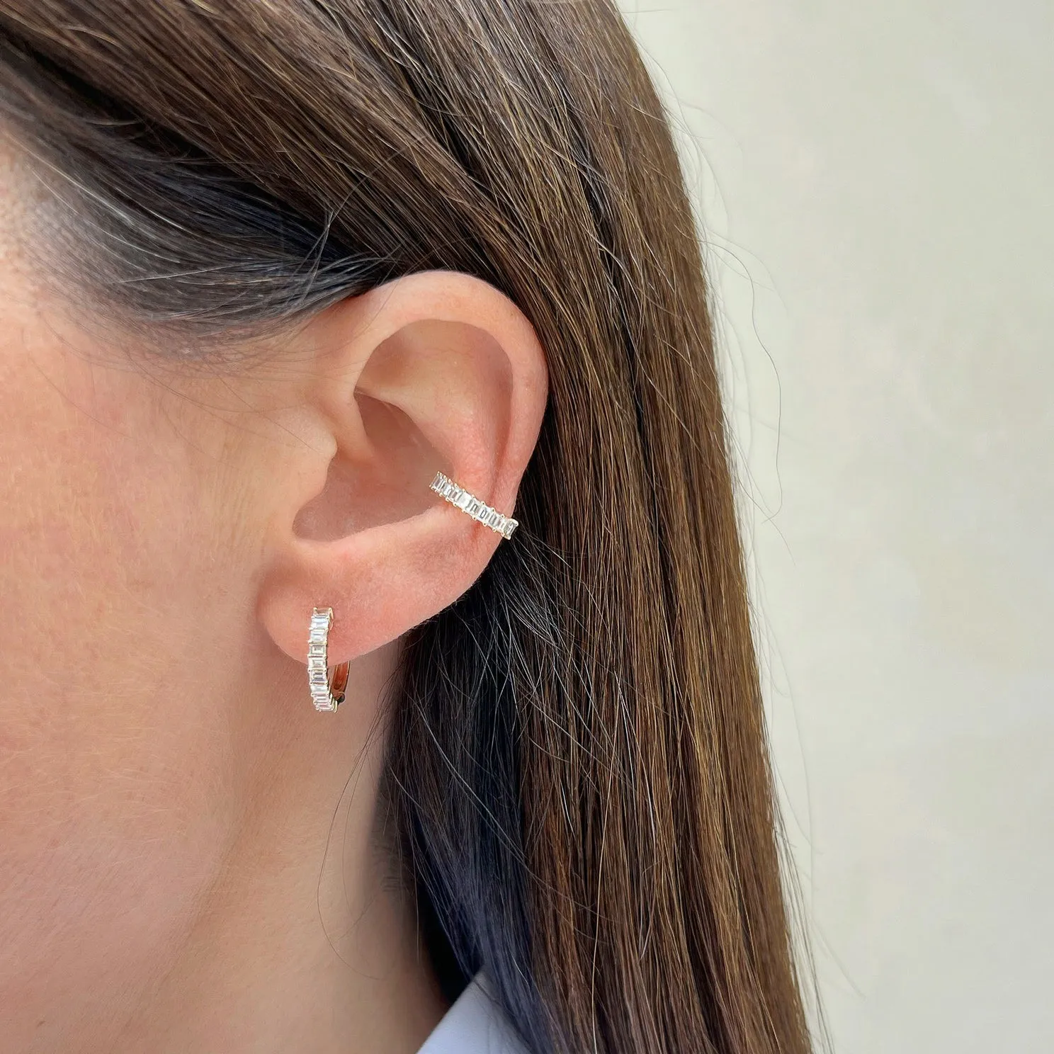 Prong Set Diamond Baguette Ear Cuff