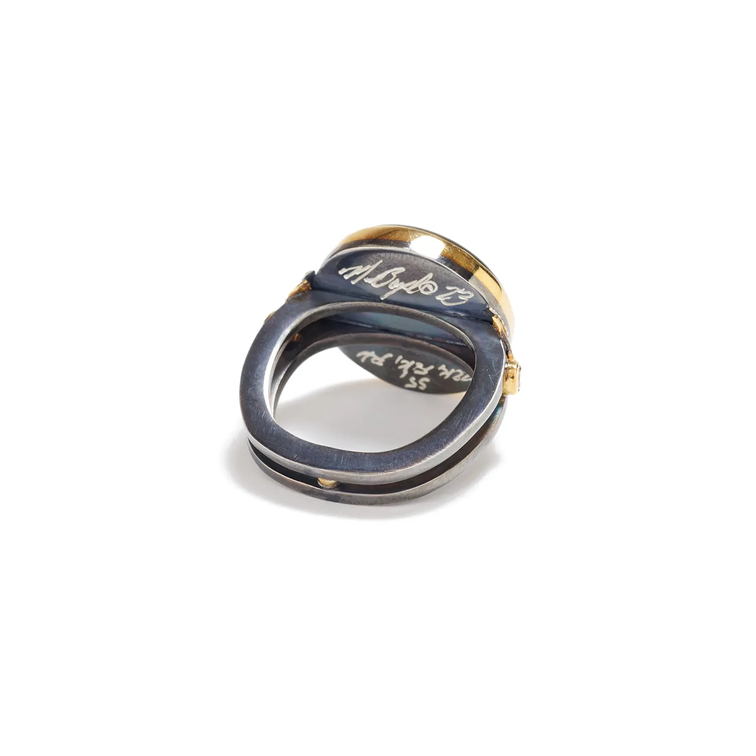 Psilomelane Ring with Diamonds