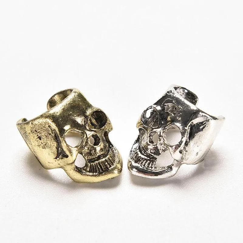 Punk Style Small Hollow Skull Ear Cuff with Antique Charm Clip Earrings