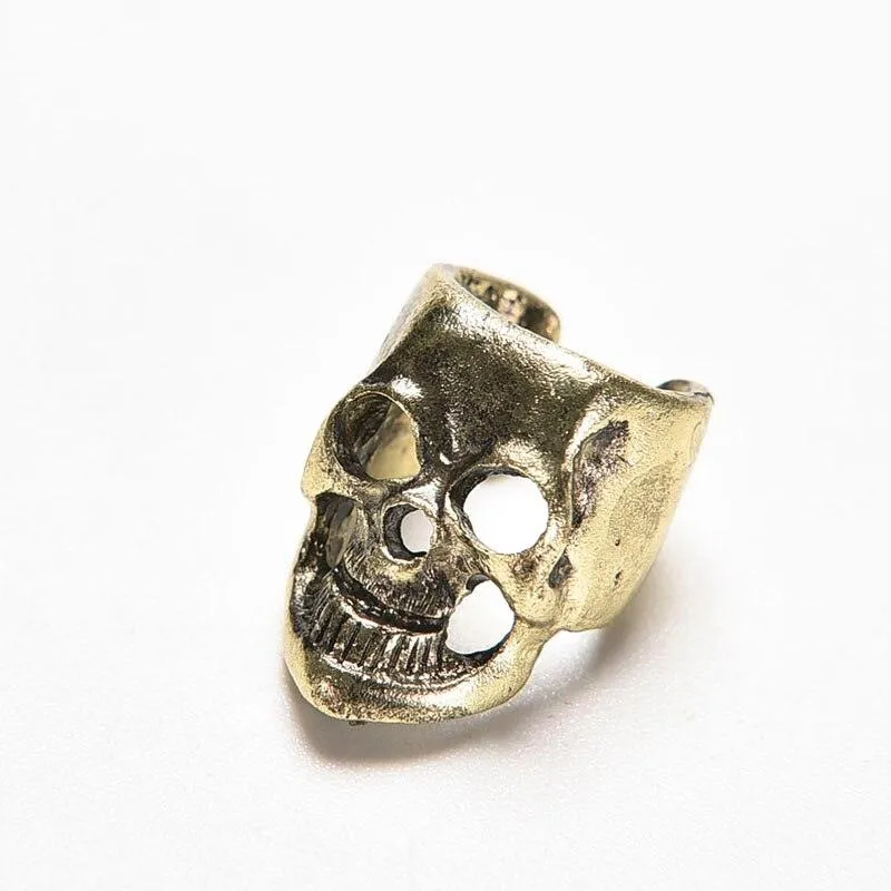 Punk Style Small Hollow Skull Ear Cuff with Antique Charm Clip Earrings