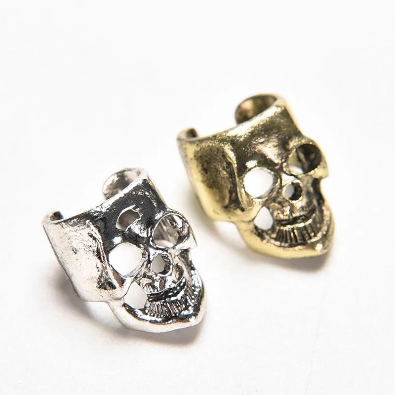 Punk Style Small Hollow Skull Ear Cuff with Antique Charm Clip Earrings